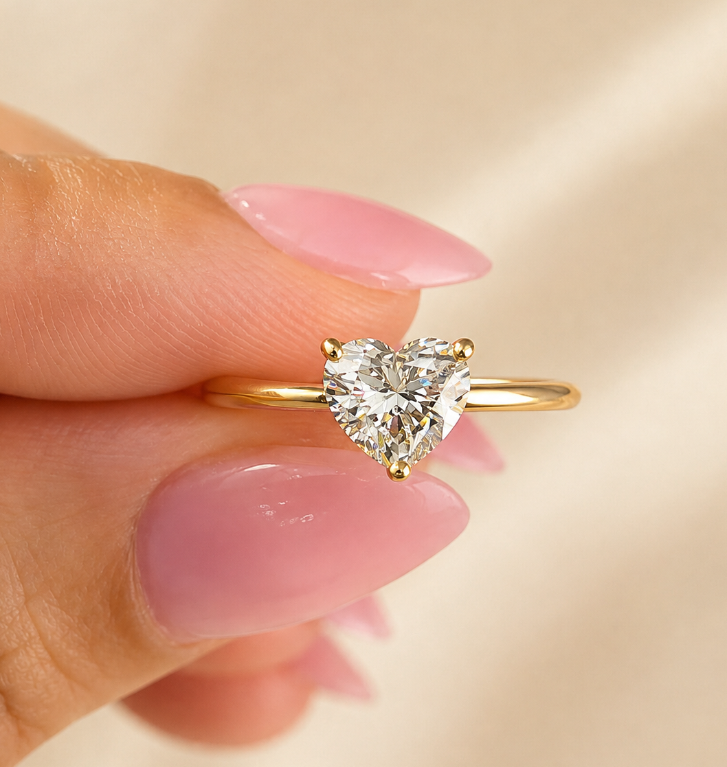 1.04 Carat Yellow Gold Heart Cut Diamond Engagement Ring